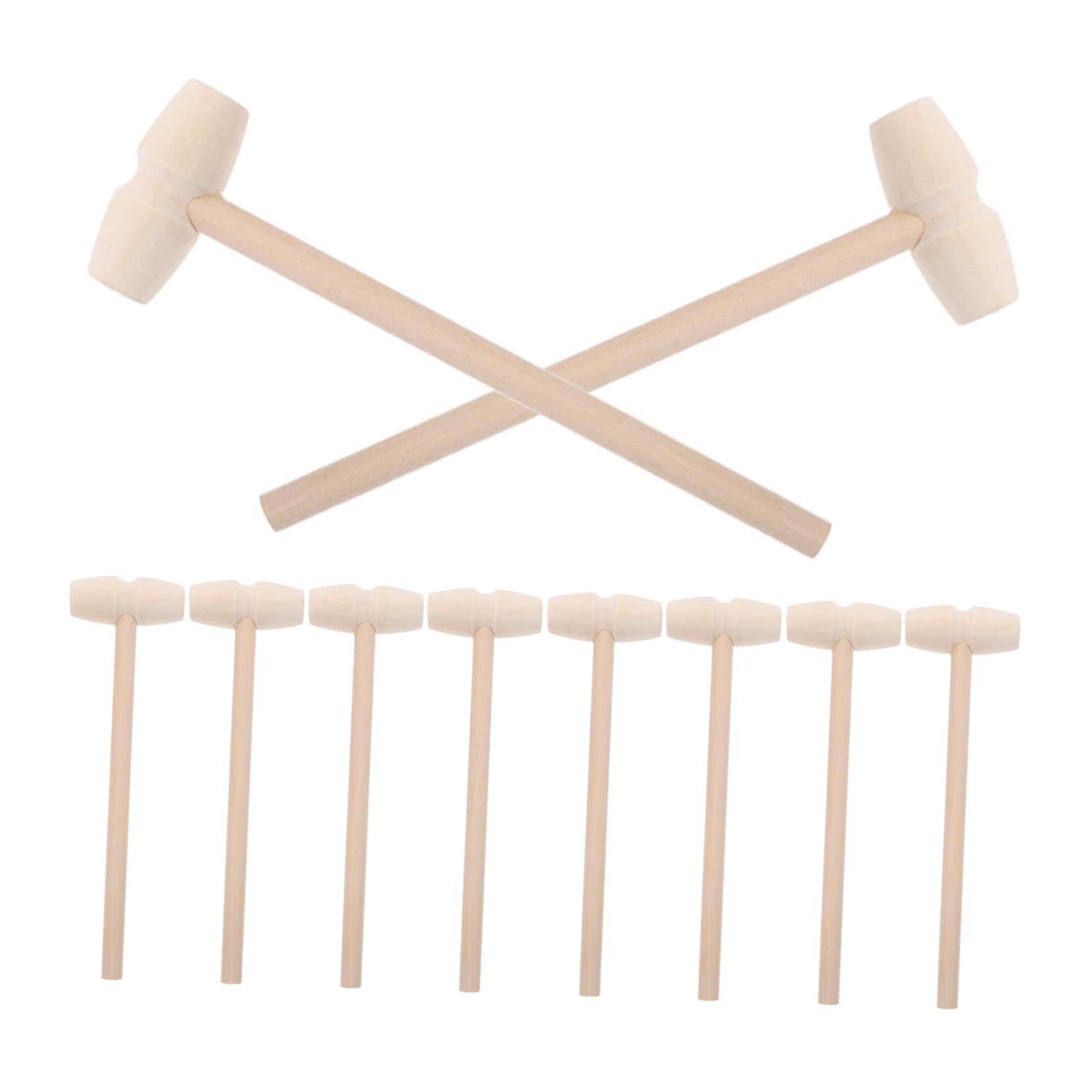 WOONEKY 10pcs Mini Construction Hammers Wooden Toys for Boys and Girls Safe and Hammer Set