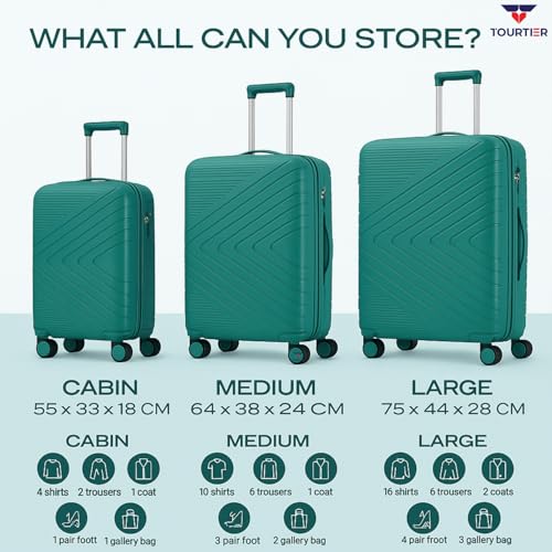 Image of Hard-Shell Luggage Trolley Bag with 360 Spinner Wheels, Large Capacity Travel Carry-On Suitcase (Style-1, Green, 20 inch 24 inch 28 inch)