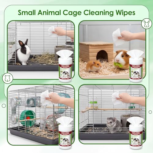 Image of 1 Pack Small Animal Cage Wipes 60 Count Small Animal Cage Clean up Wipes Removes Stubborn Caked-on Hamster Cages Cleaner for Pet Bunny Supplies Cleaning Deodorizing