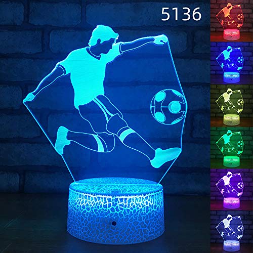 Sports 3D Night Light Led Lampe de bureau Chevet Creative Night Light Nouveauté Électronique Cadeau Lampe-Fond Noir + Coloré Touch_5136 Cover