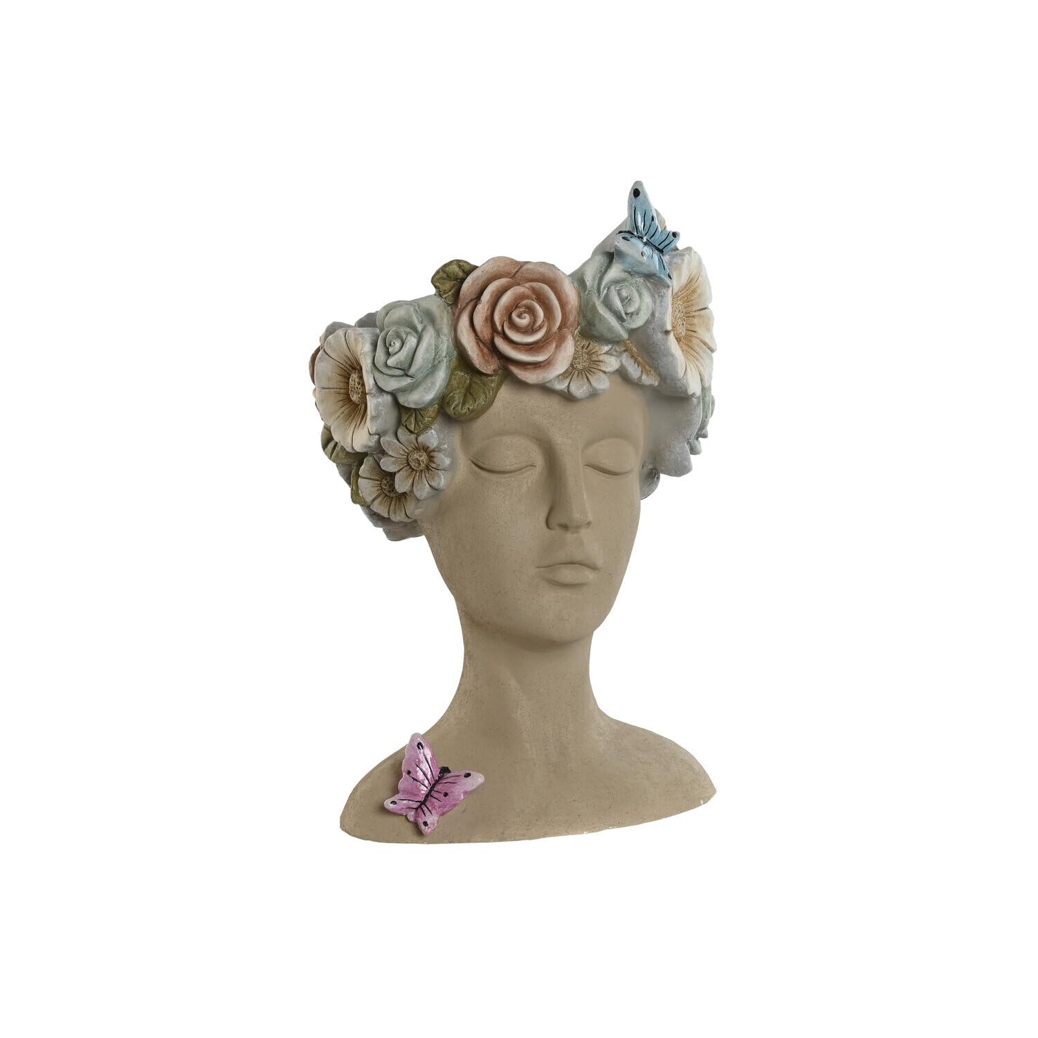Cache-pot en magnésie crème 52cm aux finitions florales sculptées