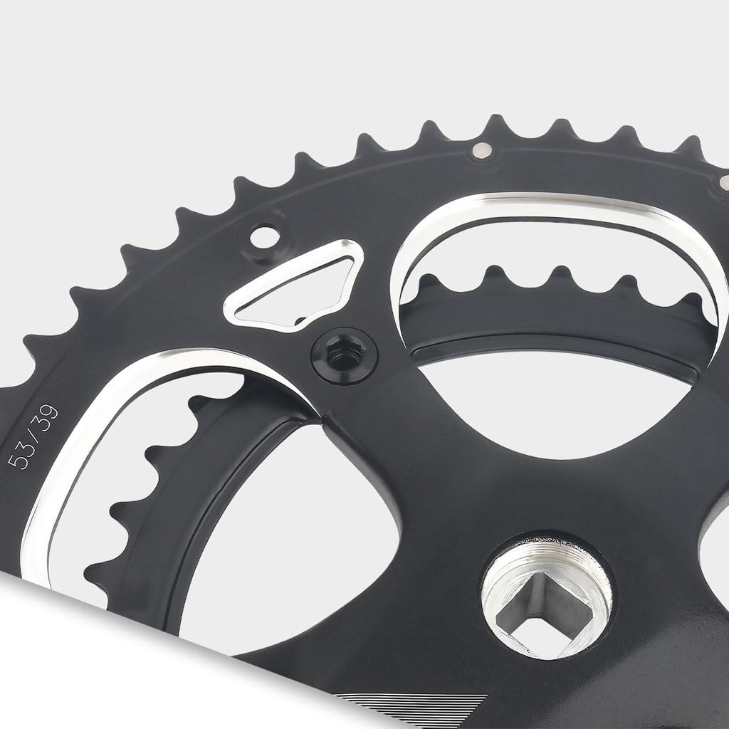 170mm Guarnitura Bici da Strada Pedivelle Quadrato 130BCD 39-53T Doppia Corona in Lega di Alluminio Anodizzato Guarniture for Bicicletta 9/10s