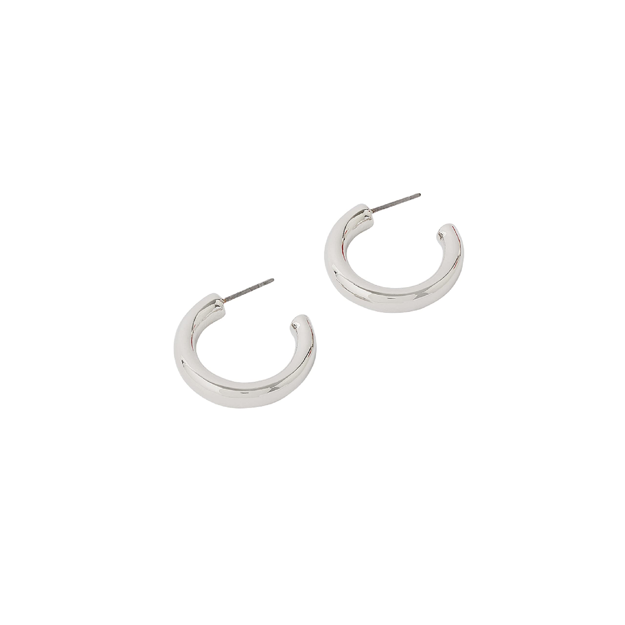 AccessorizeLondon Women's Silver Small Chunky Hoop Earring