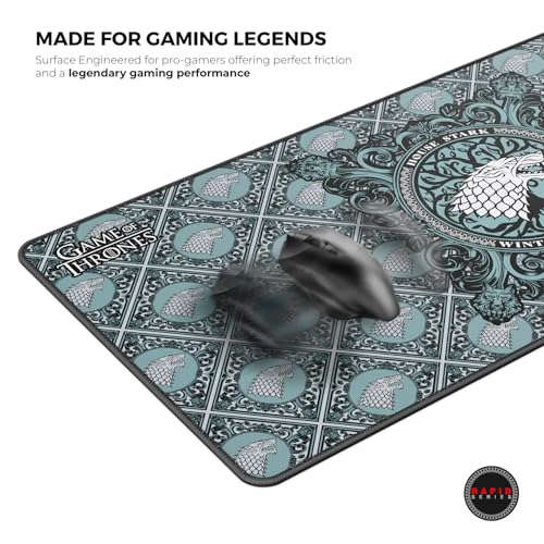 Image of Cybeart | House Stark Gaming Desk Mat (XXL - 900x400x4mm) | Waterproof, Never Slip Base, Stitched Edges, Esports Grade