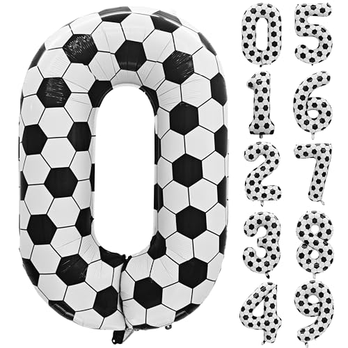 Soccer Number 0 Black White Football Balloons 40in Birthday Party Digit 0