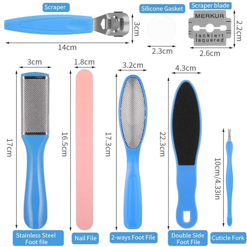 Image of Keli 8 Pcs Pedicure Tools Set for Men and Women - Professional Callus Remover Kit for Foot Care with Foot File, Dead Skin Remover, Heel Scraper & Nail Cleaner for Smooth Soft Feet at Home & Salon