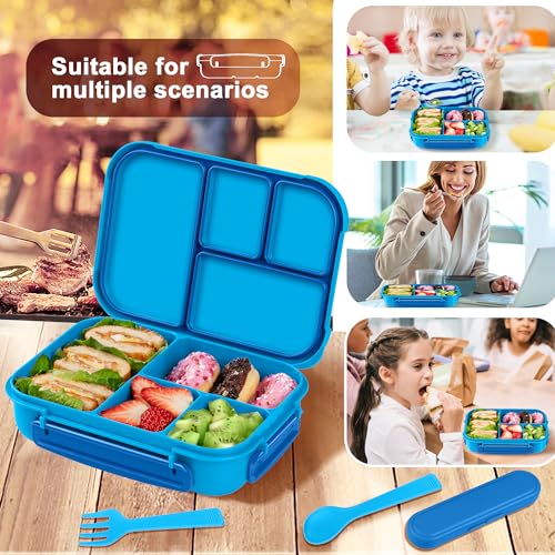 Amathley Lunch Box Kids,Bento Box Adult,Leakproof Lunch Containers For Adults/Kids/Toddler,1200Ml-4 Compartments Bento Lunch Box With Utensil,Microwave & Dishwasher & Freezer Safe thumb #4