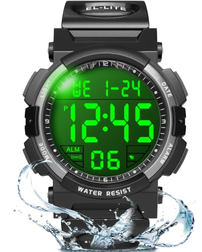 Juboos Montre Numérique Homme Sport Etanche 3ATM avec Rétroéclairage LED