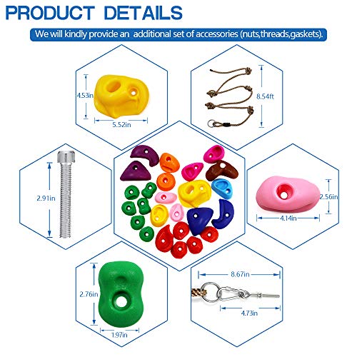 image for Newtion 25 Multi-Size Rock Climbing Holds for Kids and Adult,DIY Rock 