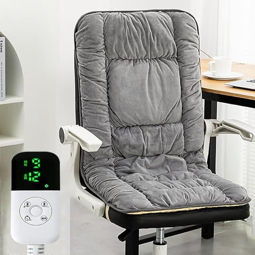 Manta Electrica, Esterilla Electrica, Almohadilla Electrica con 9 Niveles de Calor, Temporizador de 1 a 12 Horas, Cojín de Silla Calefaccionado con Calentamiento Rápido para Silla de Oficina/hogar(Gra