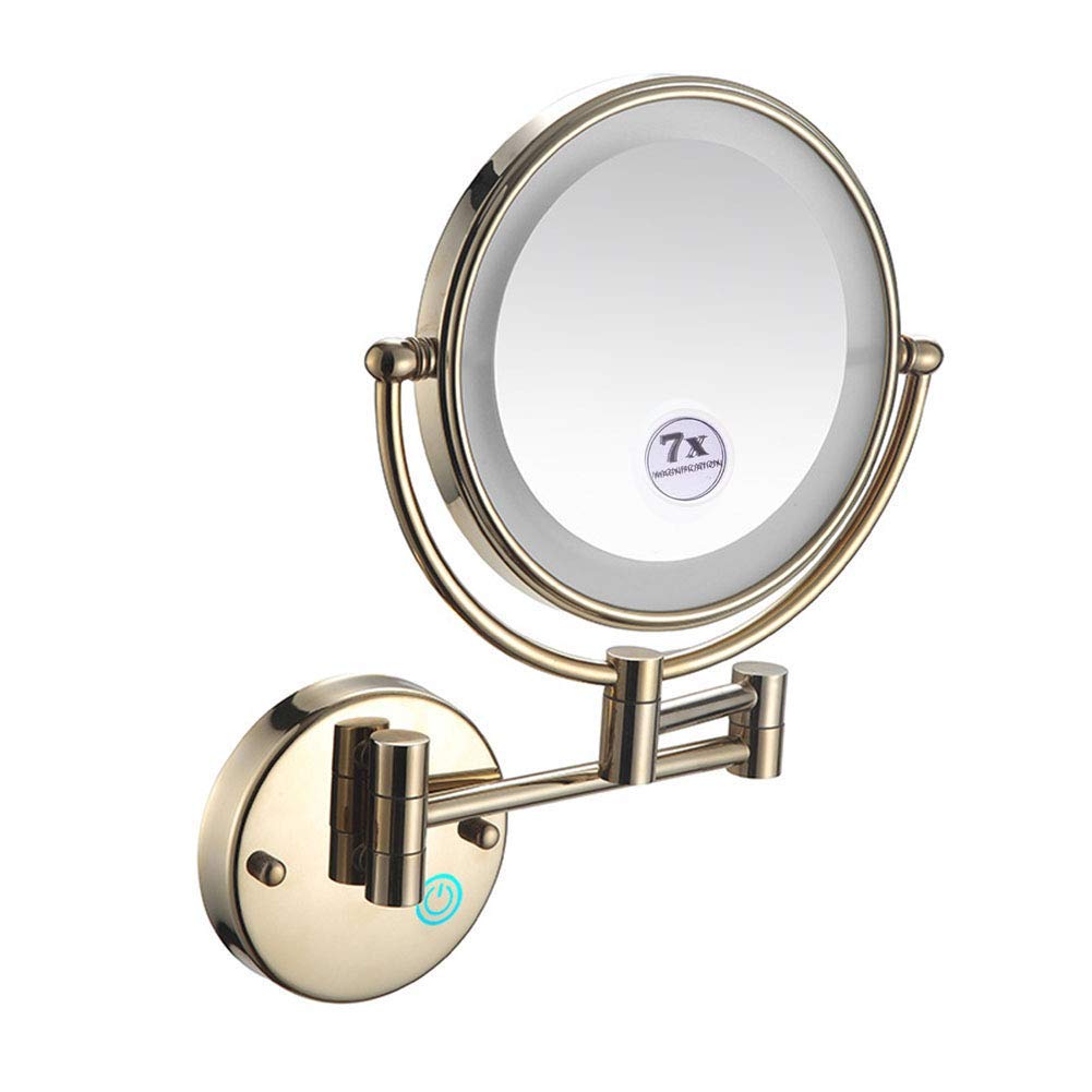 Miroir de maquillage mural LED pivotant à ventouse pour salle de bain