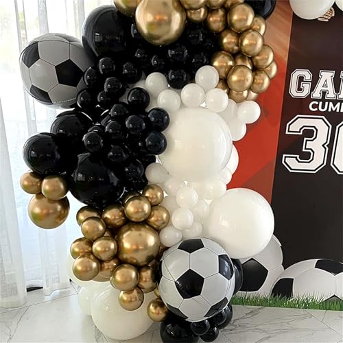 Image of 22 Inch 4D Soccer Foil Balloons, 6Pcs Soccer Party Decorations Football Shape Mylar Foil Balloons Sport Decor for Boys Kids Soccer Ball Fans Theme Birthday Party Decorations Supplies