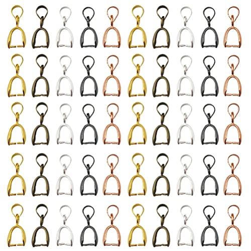 MiaLover 50 Stück Anhängerschlaufe Anhänger Kaution Verschluss Ösen Schlüsselanhänger Clip Anhänger Kaution Clip Anschluss für Schmuckherstellung oder Anhänger Machen(19*8mm,5 Farbe) Cover