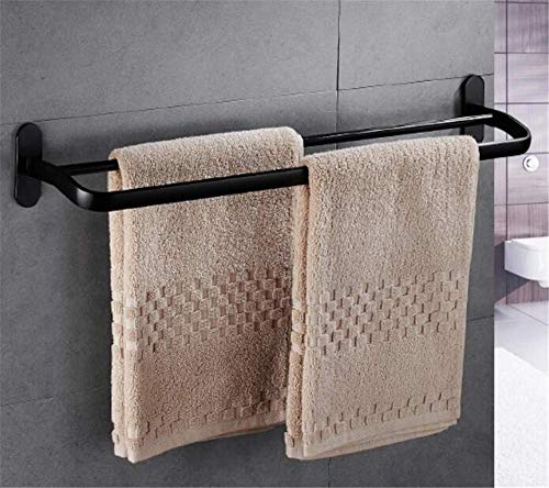 Porte-serviettes en aluminium noir mat double barre de salle de bain