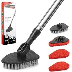 Persianas En Esquina 2 en 1 Cepillo Limpiar Baño, 120cm Mango Largo,180 ° Rotación Cepillo de Limpieza de Ducha para Ducha bañera azulejo Pared Piso Limpieza