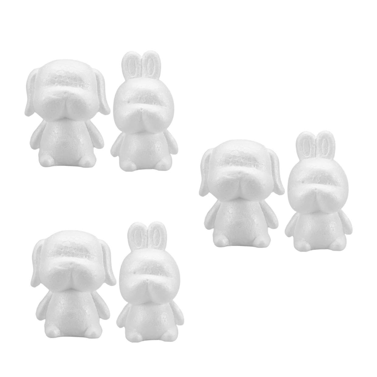 jojofuny 3 Set Modello Vuoto in Schiuma Polistirolo Piccoli Animali Coniglio Creativo Decorazione Natale Cucciolo Fai da Te Decorazione per Feste di Nozze Bianca 2 Pezzi*3