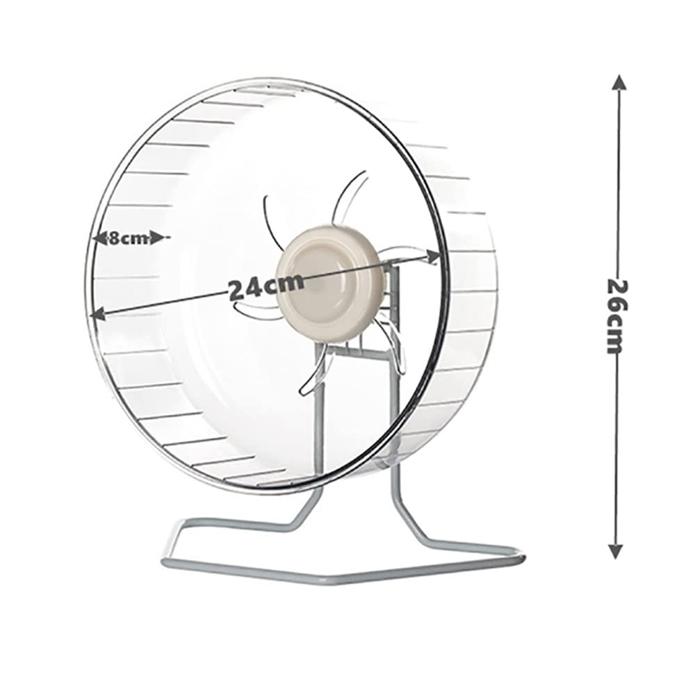 Ruota per criceto trasparente silenziosa ruota per criceti con supporto (Dimensioni: 24 cm)