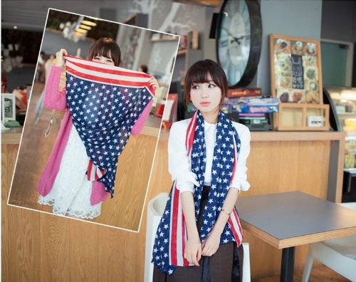 LibbySue-Red, White and Blue, Patriotic American Flag Scarf (Stars & Stripes)3