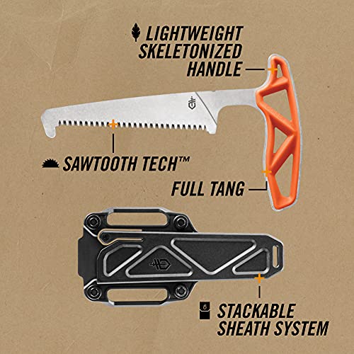 Gerber Gear EXO-MOD Pack Saw for Hunting and Outdoors, Sawtooth Tech Blade, Full Tang Lightweight Handle with Stackable Sheath System