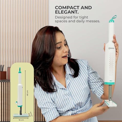 Image of HOFU Mini Mop for Kitchen with Self-Squeeze Mechanism | 3-in-1 Wipe, Mop & Brush | Microfiber Refill Pad - 1 Extra | Compact Design | White & Teal