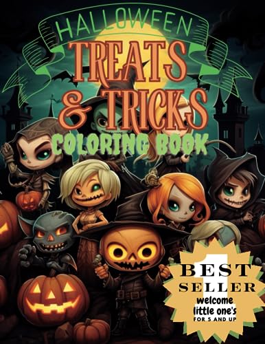 Treats and tricks: Coloring book of Halloween tricker or treaters