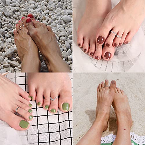 Mjust 14K Gold Plated Toe Rings For Women Thin Adjustable Toe Rings Set Cz Heart Open Toe Rings Beach Foot Jewelry For Summer (Silver-1) #TOP5