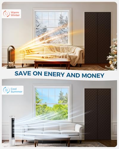 Image of Augblinds Thermal Insulated Door Curtain, Magnetic Closure, 36 x 82, Brown