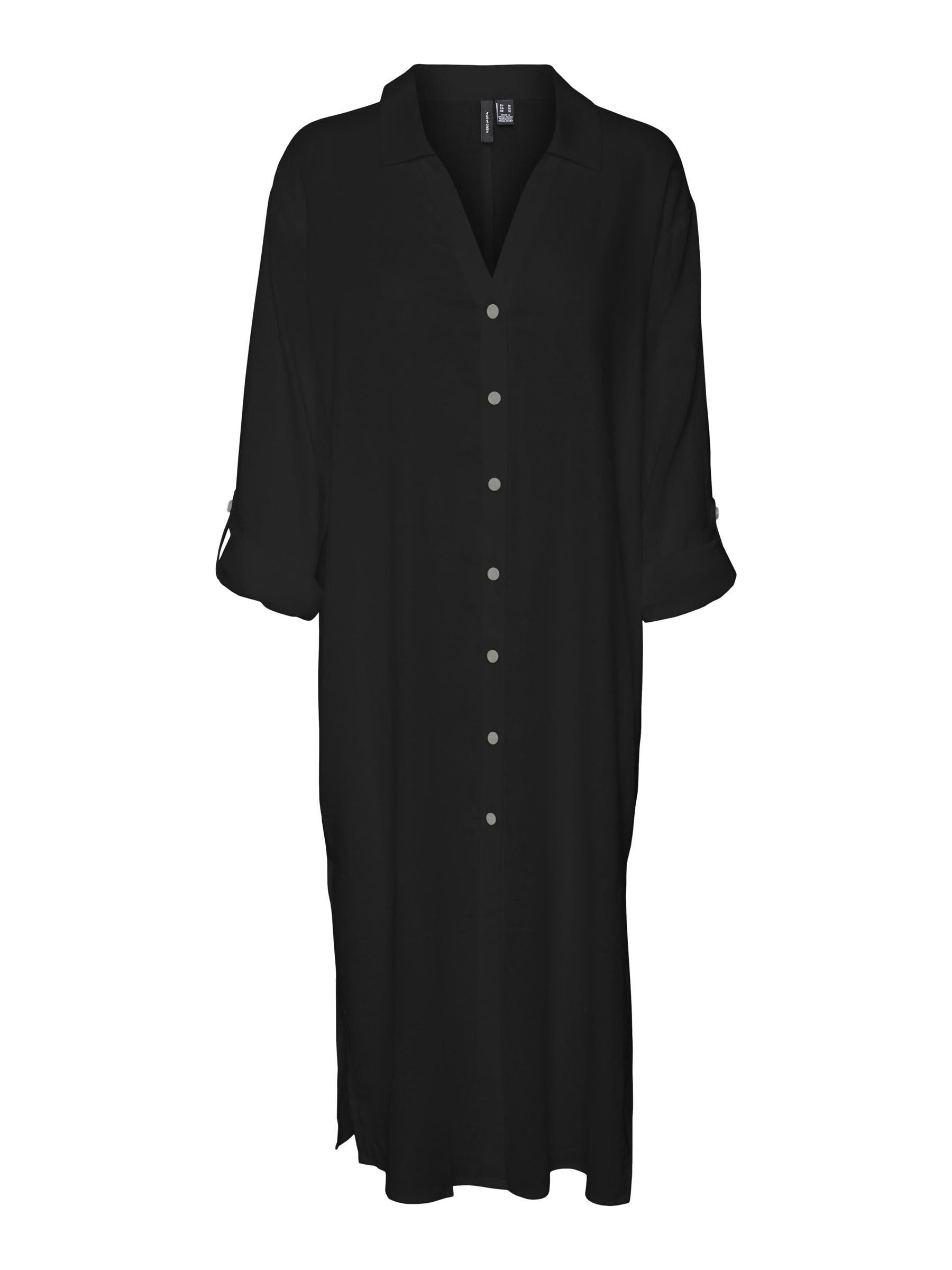 VERO MODA Women's Vmlinn Linen Loose Calf Shirt WVN Noos Shirt Blouse Dress