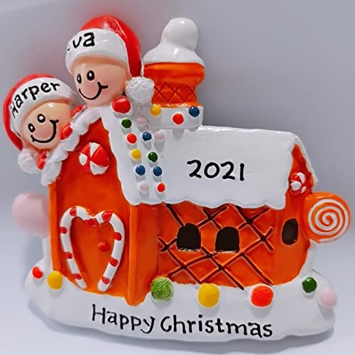 Custom Personalized 2021 Christmas Ornaments, 6 Styles, Add 1-7 Family Member Names, Give Them to Family, Partner, Made in USA,Shape A-Family of 2，Resin