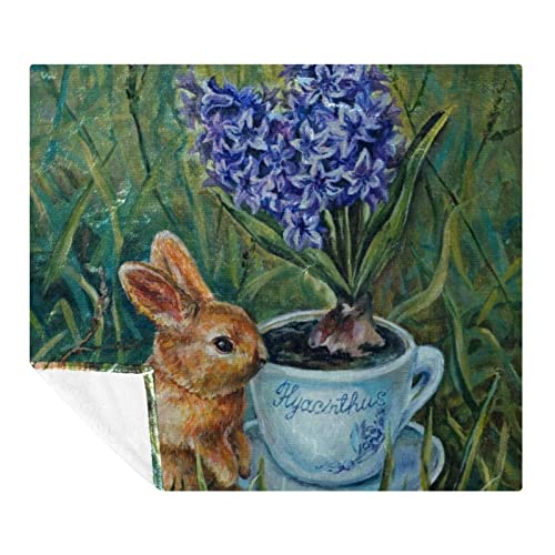 Couverture en microfibre de jacinthe et lapin, finition haut de gamme - 2