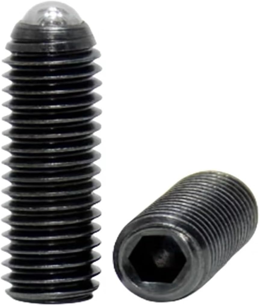 VARNOK Spring Ball Plunger M2 M3/M4/ M5/M6 Ball Spring Plunger Screw 304 Stainless Steel Set Screws with Plastics Ball(M1.4,M10-L40mm 5pcs)