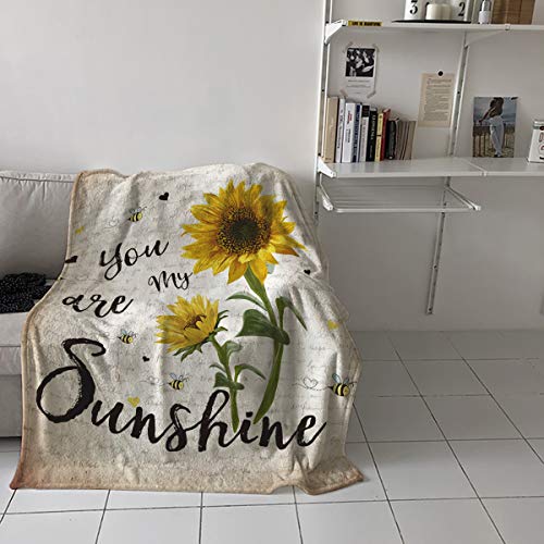 Super Warm Soft Fuzzy Bed Throws/Throw Blanket For Couch Chair All Seasons 40"X50" Size Fleece Blanket Throw Sunflower Your Are My Sunshine Rustic Letter Background Lightweight Bed Blanket Home Décor #TOP3