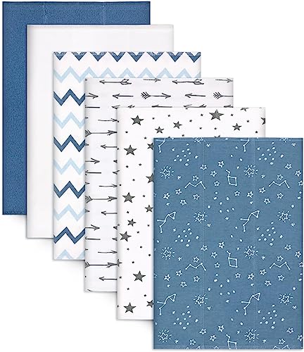 Image of Burp Cloths for Baby Boys - 6 Pack Baby Burp Cloths -100% Cotton Double Layers of Extra Absorbent Burping Cloths Set - Spit Up Burp Rags