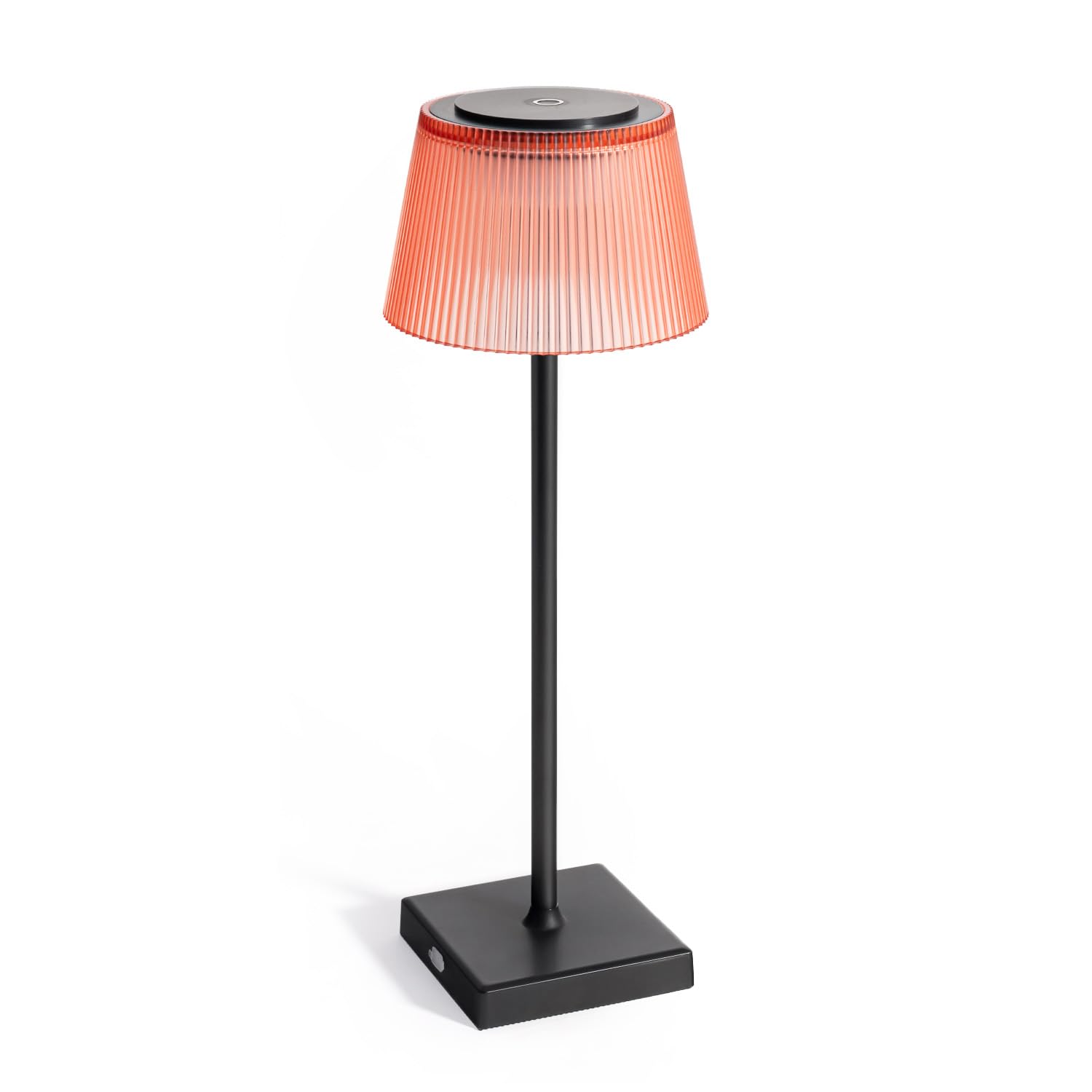 Auraglow Rechargeable Cordless LED Table Lamp, Indoor & Outdoor Battery Operated Lamp, for Home, Desk, Dining, Living Room, Bedroom & Garden Party (Black/Red, 1 Pack)