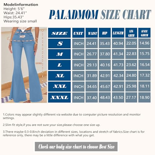Bell Bottom Jeans for Women Skinny Flared Jeans Elastic High Waisted Vintage 70s Classic Stretchy Wide Leg Denim Pants3