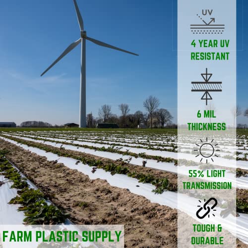 Greenhouse Plastic Sheeting - 6 mil - (25' x 20') - 4 Year UV Resistant Poly Film, 55% Light Transmission Hoop House Cover