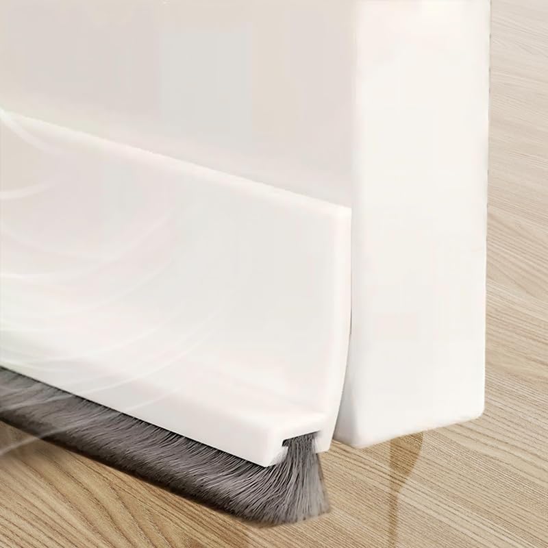 100cm Blanco Junta de Cepillo para Puerta, Burlete Silicona Puerta Autoadhesivo para Burlete de Puerta, Burlete Bajo Puerta, Ajustable Tira de Sellado para Antipolvo, (White)