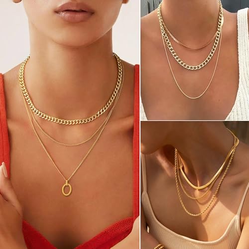 FAXHION 68 Pcs Gold Jewelry Set for Women With 7 Necklace,17 Bracelet, 5 Hoop Earrings,15 Stud Earrings,24 Knuckle Rings for Women Jewelry Set for Women2