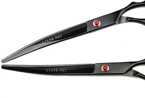Miniatura 32 de LILYS PET Tijeras de titanio recubiertas de aseo profesional para mascotas para perros, tijeras de corte, curvas y adelgazantes