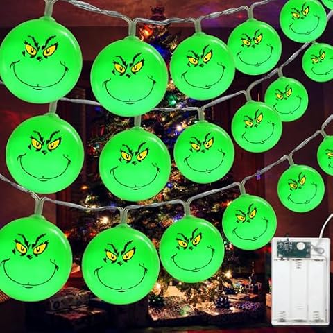 BrizLabs Battery Christmas Lights, 10ft 20 LED Christmas String Lights, 2 Modes Christmas Globe String Lights, Green Christmas Tree Lights Indoor Xmas Twinkle Lights for Christmas Tree Home Fireplace Cover