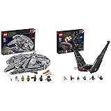 LEGO 75257 Star Wars Millennium Falcon, Bauset, Mehrfarbig & 75256 Star Wars Kylo Rens Shuttle-Raumschiff-Bauset mit 2 Spring Shootern, Der Aufstieg Skywalkers Set - LEGO