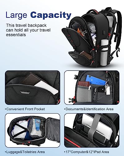 Large-Travel-Backpack-for-Men-Flight-Approved-Carry-On-Bag-17-Inch-Laptop-Backpack-for-Work-College-BackpackComputer-BackpackWaterproof-Diaper-Bag-for-Women-Black