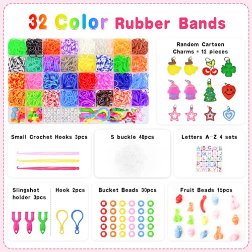SZXDG Kit de pulseiras de borracha + 2500, kit de fabricação de pulseiras de tear de 32 cores para c