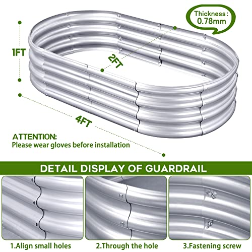 Gocvo Raised Garden Bed-Galvanized Garden Bed Raised Garden Beds Outdoor Planter Box For Flower Vegetables Herb, Large Metal Raised Garden Bed Garden Box (1Pc-Silver) #TOP4