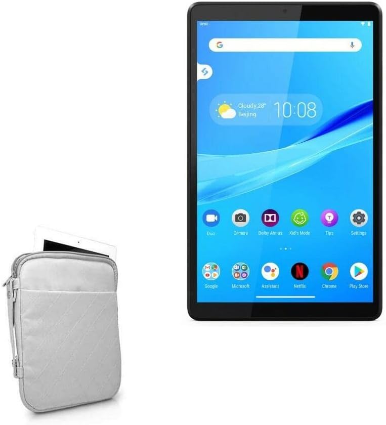 BoxWave Case Compatible with Lenovo Smart Tab M10 HD Wi-Fi - Quilted Carrying Bag, Soft Synthetic Leather Cover w/Diamond Design - Cool Grey