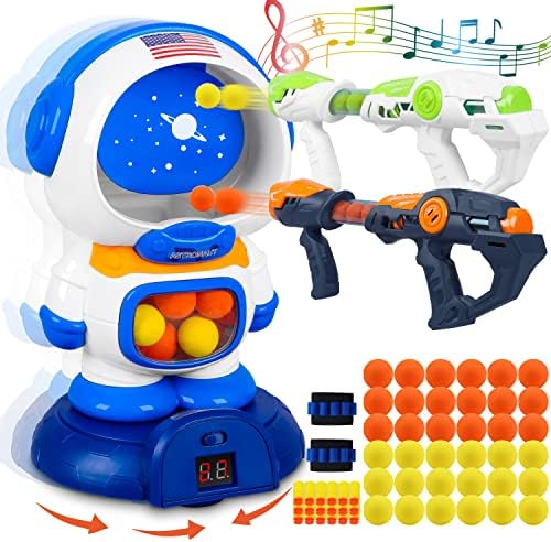 Shooting Game Toys for Kids, Shooting Target with 2 Air Toy Guns, 48 Foam Balls, 18 Soft Bullets, LCD Score Record, Sound, Birthday Easter Gifts for Age 5 6 7 8 9 10+ Boys Girls