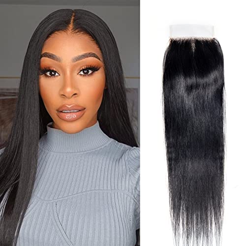 9A Brazilian Straight Lace Closure 12inch 100% Human Hair 4x4 Closure Straight Top Straight Closure Free Part 1B#