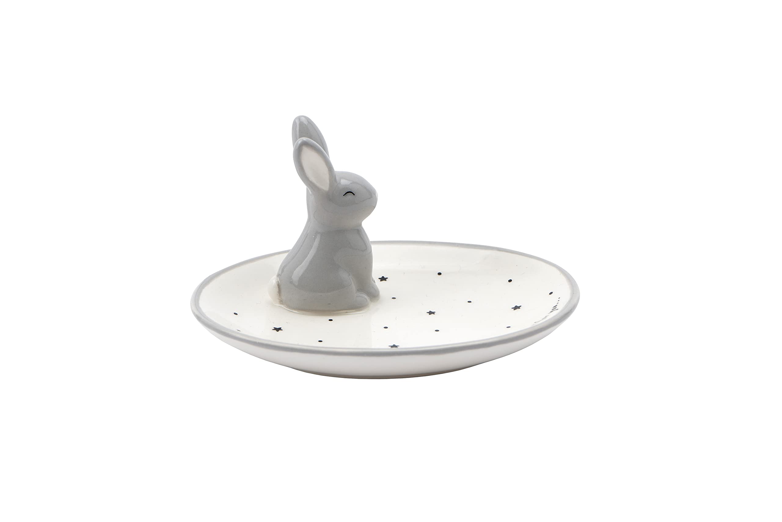 Cgb Giftware Grey, White Bunny Rabbit Ring Trinket Dish | Home Accessory | Jewellery Earrings Rings Organiser | Gift Box | Gift For Home | Harbour House Gb07010