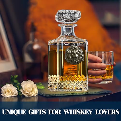 P&Y Whiskey Decanter Sets For Men,25 Oz Whisky Decanter With 2 Glasses,Unique Lion Head Design,Christmas Birthday Anniversary Wedding Whiskey Gifts For Men Boss Dad Coworkers Fathers' Day thumb #4