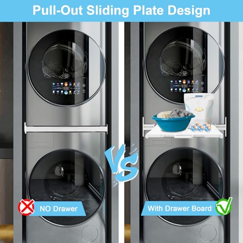 Kiss Core Zwischenbaurahmen Trockner Waschmaschine Verbindungsrahmen Waschmaschine Trockner Universell, Stapelset mit Abnehmbares Regalbrett für alle Marken mit Breite von 53-68cm